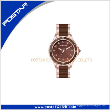 Transparente Dial Inlaid Brown Band Automatic Watch